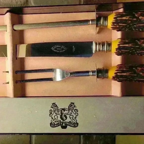 Vintage-Staghorn 3 Pc Carving Set - Picture 3 of 6